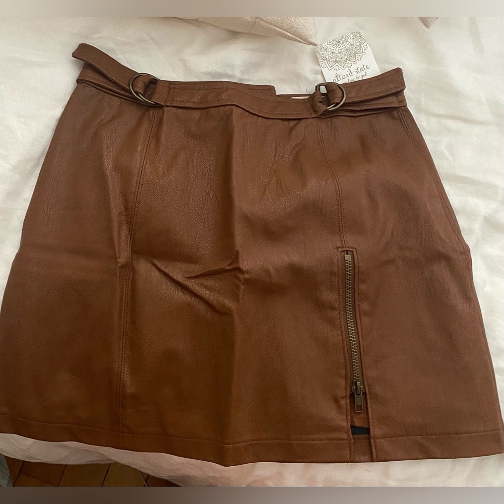 Altar’d state brown leather mini skirt